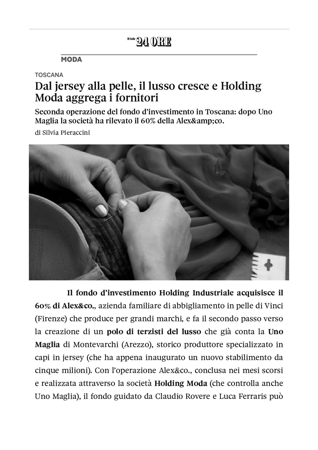 Holding Moda su Il Sole 24 Ore